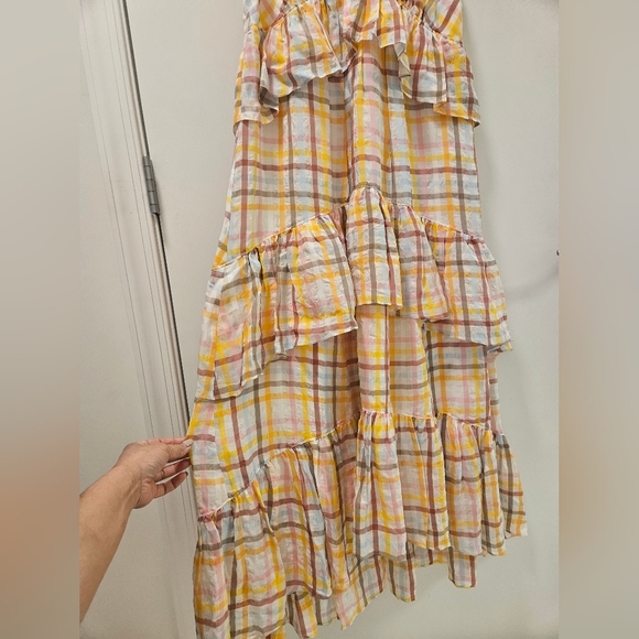 Cinq a Sept Astor Plaid Print Long Dress Size 6 - Picture 9 of 12